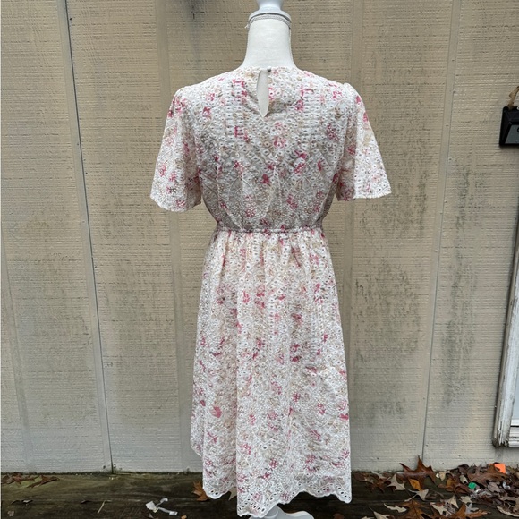 Orange Creek Pink and White Floral Eyelet Midi Dress - Picture 5 of 8